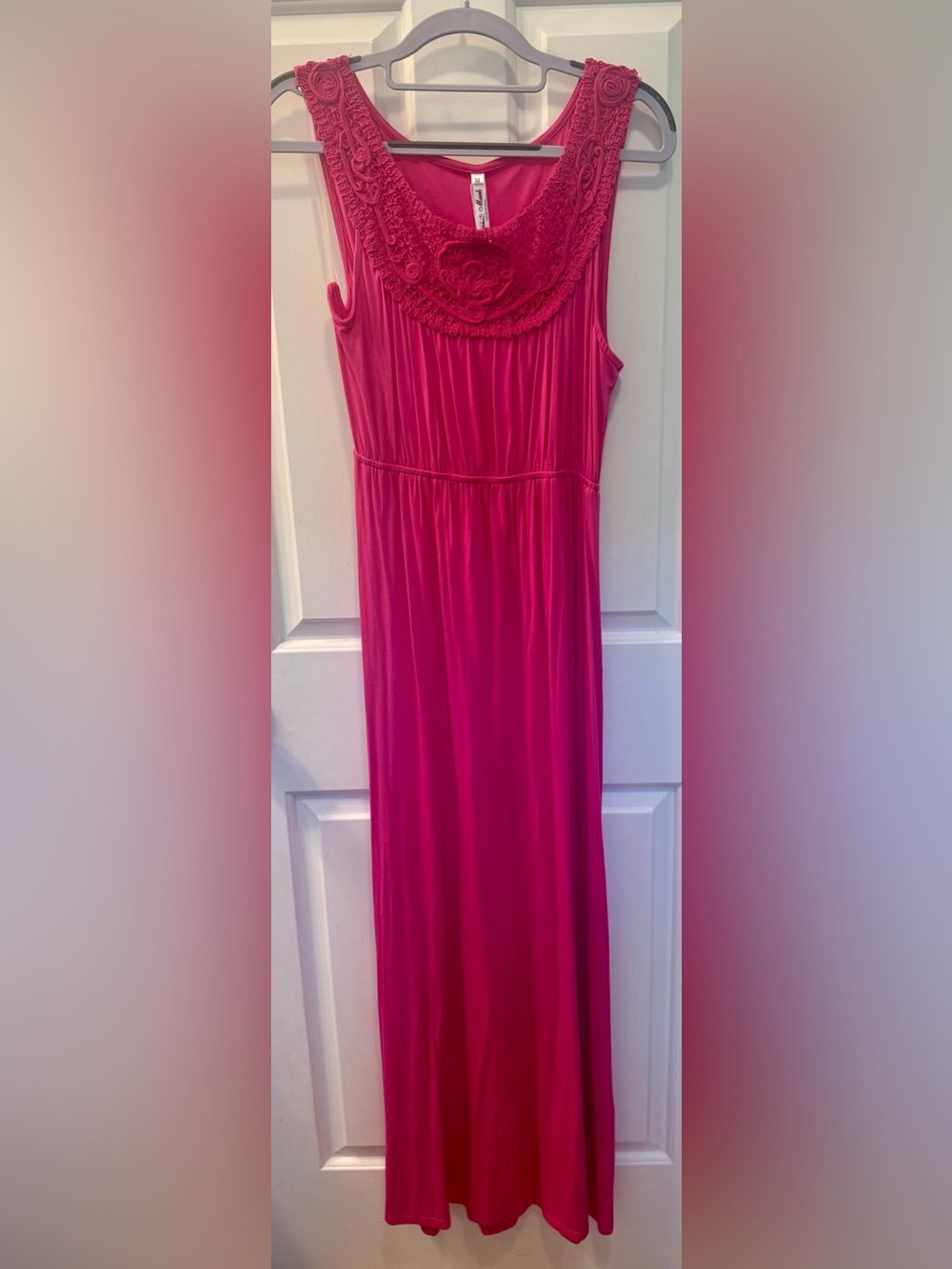 NWT Pink Maxi Dress with Floral Lace Yoke
